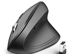 iClever Ergonomic Mouse ، WM101 Wireless Vertical Mouse 6 أزرار مع DPI 1000/1600/2000/2400 مريح 2.4G ماوس Ergo البصري لأجهزة الكمبيوتر المحمول ، الكمبيوتر ، سطح المكتب ، Windows ، Mac OS ، رمادي أسود