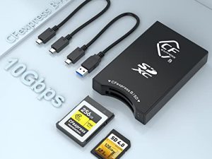 قارئ بطاقات ذاكرة CFexpress Type B و SD UHS-II بسرعة 10 جيجابت في الثانية ، قارئ بطاقة ذاكرة USB 3.1 Gen 2 CFexpress من أجل CFexpress Type B / SD Card قراءة بطاقتين في نفس الوقت يدعم Windows / Android / Mac OS / Linux