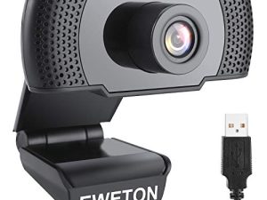 كاميرا ويب EWETON 1080P مع ميكروفون ، وكاميرا ويب كمبيوتر USB 2.0 مع تصحيح تلقائي للضوء ، والتوصيل والتشغيل ، لنظام التشغيل Windows Mac OS ، لدفق الفيديو ، والمؤتمرات ، والألعاب ، والدروس عبر الإنترنت (أسود 101)