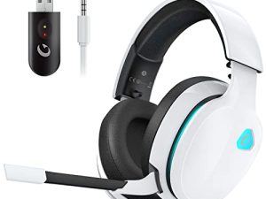 Gtheos 2.4GHz Wireless Gaming Headset for PC، PS4، PS5، Mac، Nintendo Switch، Bluetooth 5.0 Gaming Headphones with Detacable Noise Cancelling Microphone، Stereo Sound، 3.5mm Wired Mode for Xbox Series