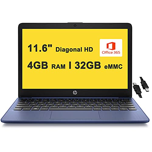 HP Stream 11 Laptop 11.6 "Diagonal HD SVA Anti-Glare Display Intel Celeron N4000 Processor 4GB RAM 32GB eMMC USB-C Bluetooth Microsoft 365 لمدة عام واحد Win10 أزرق + كابل HDMI HP Stream 11 Laptop 11.6 "Diagonal HD SVA Anti-Glare Display Intel Celeron N4000 Processor 4GB RAM 32GB eMMC USB-C Bluetooth Microsoft 365 لمدة عام واحد Win10 أزرق + كابل HDMI