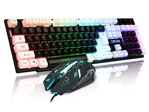 لوحة مفاتيح وماوس سلكية للألعاب كومبو RGB LED بإضاءة خلفية CHONCHOW 951 USB 19 مفاتيح مضادة للأشباح 6 أزرار فأرة متوافقة مع PS4 PS5 Xbox one X Switch Mac