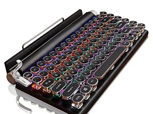 7KEYS Retro Typewriter Keyboard ، آلة كاتبة كهربائية عتيقة مع تقنية بلوتوث ميكانيكية مطورة 5.0 ، اتصال أجهزة متعددة كلاسيكي ، مفاتيح دائرية للكمبيوتر المكتبي / الكمبيوتر المحمول Mac / الهاتف