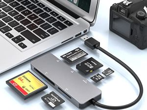 قارئ بطاقات متعدد 6 في 1 ، محول قارئ بطاقات ذاكرة USB 3.0 لـ SD / SDXC / SDHC / Micro SD / CF / XD / MS / MMC بطاقة ذاكرة كاميرا مدمجة بسرعة 5 جيجابت في الثانية قارئ / كاتب / محور لنظام Mac OS و Windows لينكس