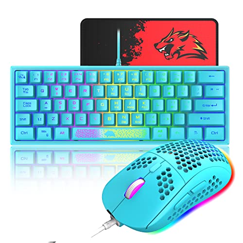 60٪ لوحة مفاتيح ألعاب وماوس كومبو Samll Mini RGB إحساس ميكانيكي بإضاءة خلفية وماوس ضوئي ميكانيكي على شكل قرص العسل RGB ، لوحة ماوس ألعاب للاعبين والكتاب 60٪ لوحة مفاتيح ألعاب وماوس كومبو Samll Mini RGB إحساس ميكانيكي بإضاءة خلفية وماوس ضوئي ميكانيكي على شكل قرص العسل RGB ، لوحة ماوس ألعاب للاعبين والكتاب