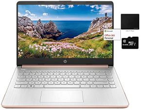 أحدث كمبيوتر محمول HP بحجم 14 بوصة خفيف الوزن ، Intel 2-Core N4020 ، ذاكرة وصول عشوائي 16 جيجابايت ، تخزين 192 جيجابايت (64 جيجابايت eMMC + 128 جيجابايت Micro SD) ، مكتب لمدة عام واحد ، حزمة Win 10 مع لوحة ماوس GaPi (ذهبي وردي)