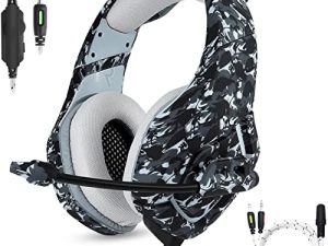 سماعات رأس للألعاب مزودة بميكروفون ، سماعة رأس PS4 PS5 مع ميكروفون لإلغاء الضوضاء صوت محيطي فوق الأذن لسماعات Xbox One والكمبيوتر الشخصي و Mac Playstation