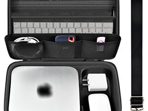 جراب متوافق مع جهاز كمبيوتر سطح المكتب طراز Apple Mac Mini M1 و Mac Mini السابق ، حقيبة تخزين منظم إلكترونيات صلبة تناسب لوحة المفاتيح والماوس السحري والشاحن والملحقات (الصندوق فقط) - أسود