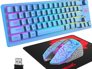 لوحة مفاتيح وماوس لاسلكية للألعاب من FELICON RGB Tenkeyless مع 64 مفتاحًا مدمجة قابلة لإعادة الشحن بطارية 4000 مللي أمبير في الساعة ، إحساس ميكانيكي مضاد للظلال ، لوحة ماوس للويندوز ، الكمبيوتر الشخصي ، ماك
