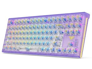 لوحة مفاتيح ألعاب ميكانيكية AULA ، لوحة مفاتيح ألعاب RGB لاسلكية مع أغطية مفاتيح شفافة ، تدعم وظائف ماكرو قابلة للتبديل السريع والبرمجة ، 2.4 جيجا بايت و BT5.0 و USB-C ، مفتاح أزرق