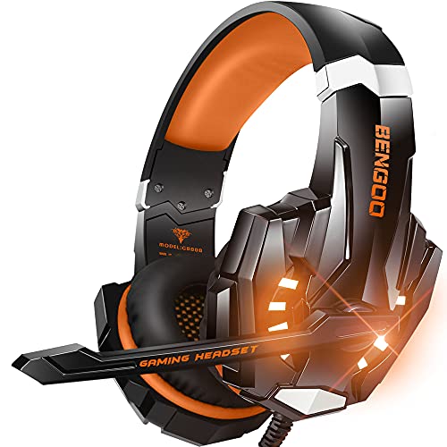 سماعة رأس ستيريو للألعاب BENGOO G9000 لجهاز PS4 ، والكمبيوتر الشخصي ، وجهاز تحكم Xbox One ، وإلغاء الضوضاء فوق سماعات الأذن مع ميكروفون ، وإضاءة LED ، وصوت جهير ، وغطاء للأذنين بذاكرة ناعمة (برتقالي) سماعة رأس ستيريو للألعاب BENGOO G9000 لجهاز PS4 ، والكمبيوتر الشخصي ، وجهاز تحكم Xbox One ، وإلغاء الضوضاء فوق سماعات الأذن مع ميكروفون ، وإضاءة LED ، وصوت جهير ، وغطاء للأذنين بذاكرة ناعمة (برتقالي)