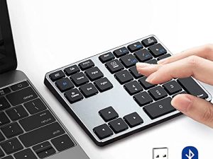 لوحة أرقام بلوتوث ، لوحة مفاتيح رقمية لاسلكية متعددة الأجهزة ، وضع مزدوج من الألومنيوم Acedada 3 في 1 (BT1 + BT2 + USB) لوحة مفاتيح بلوتوث رفيعة محمولة 10 مفاتيح لأجهزة الكمبيوتر المحمول ، Mac ، MacBook Air / Pro ، iMac ، Surface Pro