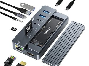 ACASIS 10-in-1 USB-C Hub مع حاوية SSD ، 10Gbps M.2 NVMe Enclosure ، 4K 60Hz HDMI Port ، USB A 3.1 Port ، 100 W Power Delivery ، Aluminium Alloy USB C 3.1 Enclosure for M.2 PCIe NVMe and SATA SSD