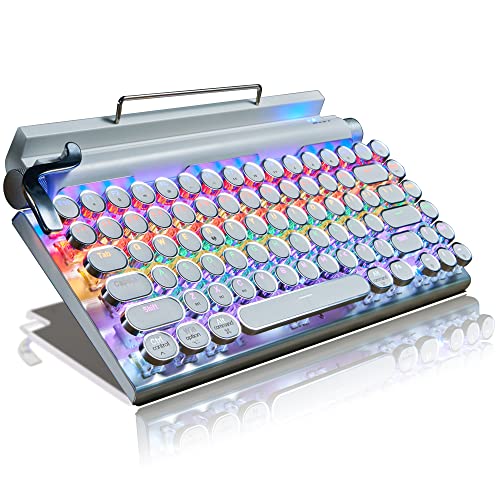 7KEYS Retro Typewriter Keyboard ، 83 Keys Vintage Bluetooth Keyboard (White) 7KEYS Retro Typewriter Keyboard ، 83 Keys Vintage Bluetooth Keyboard (White)