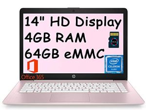 كمبيوتر محمول HP Stream 14 I 14 بوصة HD SVA Micro-Edge Display I معالج Intel Celeron N4000 I 4GB DDR4 64GB eMMC I HDMI Webcam Office 365 Win 10 (وردي) + بطاقة Micro SD بسعة 32 جيجابايت
