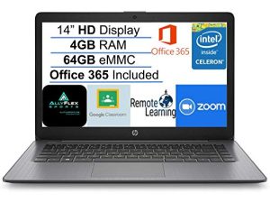 أحدث كمبيوتر محمول HP Stream 14 بوصة HD SVA ، معالج Intel Celeron N4000 ، ذاكرة وصول عشوائي 4 جيجابايت ، ذاكرة فلاش eMMC بسعة 64 جيجابايت ، مكتب 365 لمدة عام واحد ، HDMI ، بلوتوث ، Windows 10 ، أسود ، AllyFlex MP ، جاهز للفصل الدراسي عبر الإنترنت