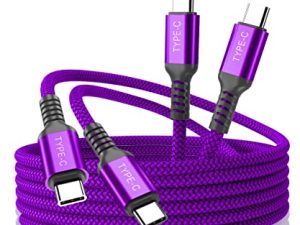 كبل Elebase USB C إلى النوع C بقدرة 100 وات 10 قدم 2 عبوة ، سلك شاحن PD للشحن السريع لتوصيل الطاقة لأجهزة MacBook Mac ، iPad 10 10th Pro Air 4 4th 5 5th Mini 6 6th Generation ، Samsung Galaxy S10 S20 S21 21 S22 22