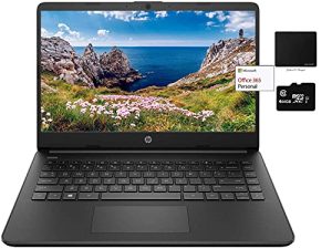 أحدث كمبيوتر محمول HP بحجم 14 بوصة خفيف الوزن ، Intel Dual-Core N4020 ، ذاكرة وصول عشوائي (RAM) سعة 8 جيجابايت ، سعة تخزين 128 جيجابايت (64 جيجابايت eMMC + 64 جيجابايت Micro SD) ، مكتب لمدة عام واحد ، حزمة Win 10 مع لوحة الماوس GalliumPi (أسود)