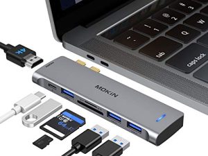 محول USB C لمحول MacBook Pro ، محول MacBook Pro USB ، محولات MacBook Pro HDMI مع 3 USB 3.0 ، 4K @ 60Hz HDMI ، TF / SD ، USB-C Thunderbolt 3100 واط