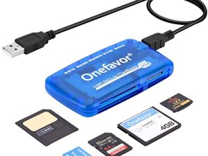Onefavor SmartMedia Cards Reader Writer ، All-in-1 USB Universal Multi Card Adapter ، Smart Media ، xD ، SD ، UHS-I ، MMC ، MS Pro Duo ، CF ، MD ، قارئ بطاقات ذاكرة فلاش الكاميرا لنظام التشغيل Windows ، Mac ، Linux