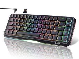 لوحة مفاتيح ألعاب KEMOVE K68 بنسبة 60٪ تدعم 2.4G / Bluetooth5.0 / USB-C ، لوحة مفاتيح ميكانيكية سلكية لاسلكية بإضاءة خلفية RGB LED قابلة للتبديل السريع ، 68 مفتاحًا لنظام التشغيل Mac Windows ، مفاتيح Gateron Brown Pro