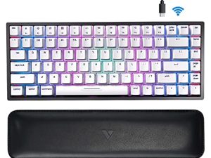 Vissles Wireless Bluetooth / USB لوحة مفاتيح ميكانيكية سلكية للألعاب مع معصم ، مدمجة قابلة للتبديل السريع 84 مفتاحًا ، بإضاءة خلفية ديناميكية RGB بدون مفاتيح تعمل بنظام التشغيل Mac Windows ، مفاتيح PBT ومفتاح خطي V2