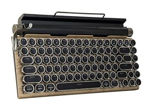 Adventurers Typewriter-Retro Mechanical Keyboard LED Backlight 83 Keys Bluetooth 5.0 Blue Axis Wood Color Panel متوافقة مع iOS / Android / Windows / Vista / Linux / Mac Office / Gaming ، 12.8x6.6x1.6in