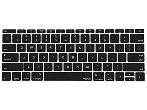 غطاء لوحة مفاتيح من السيليكون من MOSISO متوافق مع MacBook Pro 13 بوصة 2017 2016 Release A1708 بدون شريط لمس ومتوافق مع MacBook 12 inch A1534 ، أسود