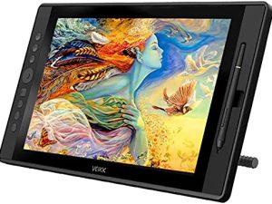 جهاز لوحي للرسم مع شاشة ، VEIKK VK1560 15.6 بوصة HD IPS شاشة رسومية مع 8192 بطارية سلبية خالية من القلم وشاشة قلم لتعليم الرسم متوافق مع Windows Mac (92٪ NTSC 120٪ s RGB)