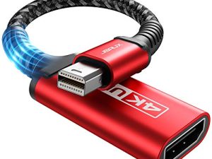 4K Mini DisplayPort إلى HDMI محول ، JSAUX Thunderbolt إلى HDMI محول Mini DP HDMI متوافق مع MacBook Air / Pro ، iMac / Mac Mini ، Surface Pro / Dock ، التلفزيون ، الشاشة - أحمر